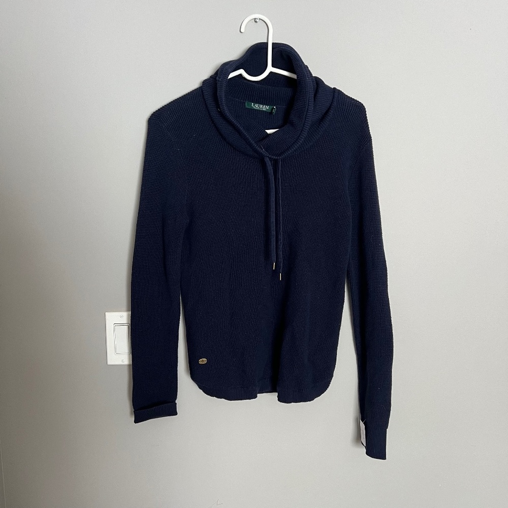 Lauren Ralph Lauren Navy Cowl Sweater Large
